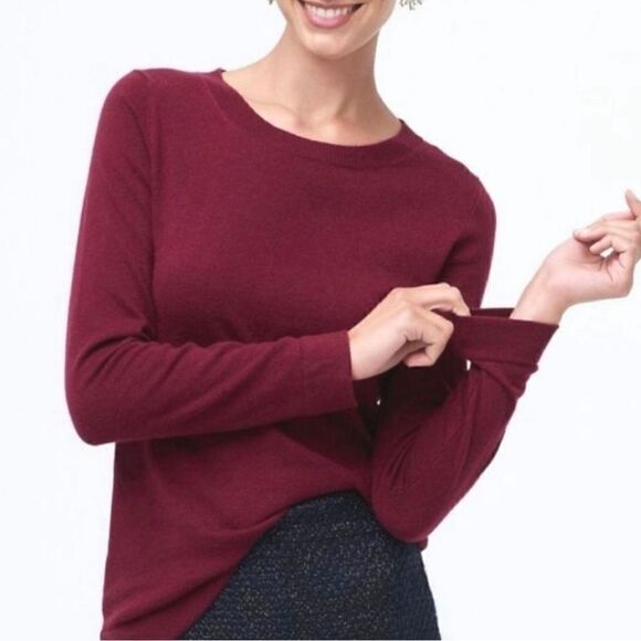 New! J. Crew Burgundy Merino Wool Sweater Sz M - Picture 1 of 6